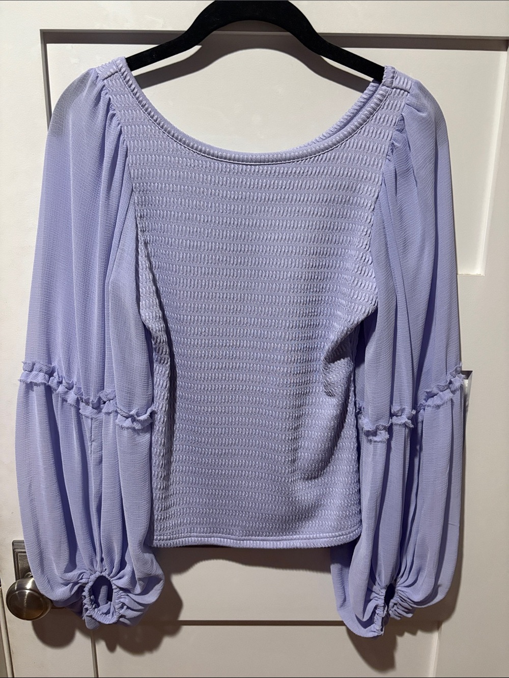Anthropologie Lavender Smocked Peasant Top